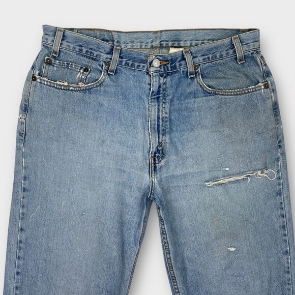 VINTAGE Levis Jeans Mens 36x32 Relaxed Straight Leg Distressed 90s Y2K Grunge - Picture 2 of 15